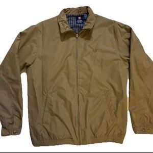 Chaps Ralph Lauren Harrington Jacket Mens Size LT Beige Full Zip Casual
